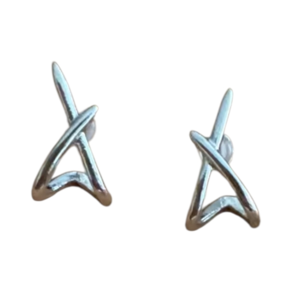 NEW X Shaped Cross Stud Earrings Gold Or Silver Tone Stainless Steel